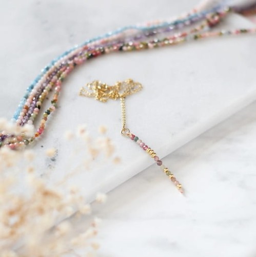 SIOSTRA - PERSONALIZOWANY NASZYJNIK Z ALFABETEM MORSE'A LE BOHO BLEU TURMALINY
