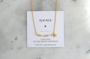 MAMA Alfabet Morse'a - Naszyjnik z gwiazdką - Love you to the moon and back