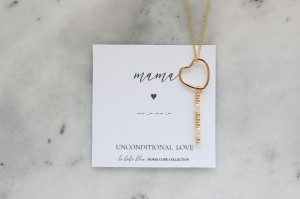 MAMA Alfabet Morse'a - Naszyjnik z sercem - Unconditional Love - Bezwarunkowa miłość