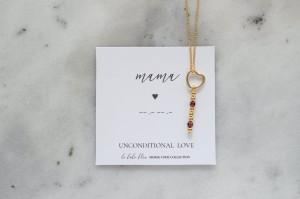 MAMA Alfabet Morse'a - Naszyjnik z serduszkiem - Unconditional Love - Bezwarunkowa miłość